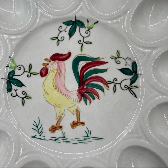 Vintage Rooster Deviled Egg Platter Spring Country Farmhouse - Picture 6 of 7